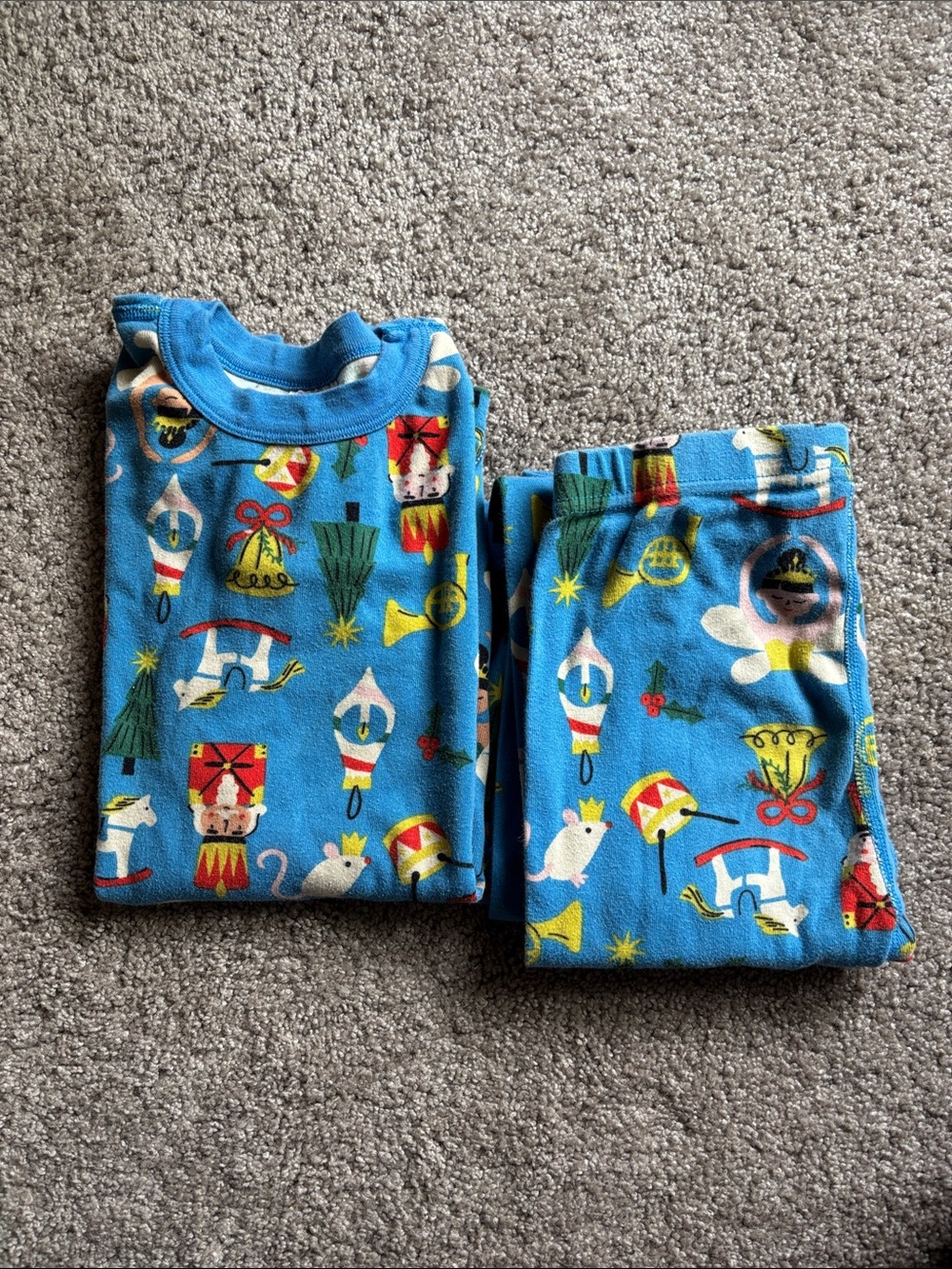 Kids Blue Holiday Nutcracker Print Pajama Set